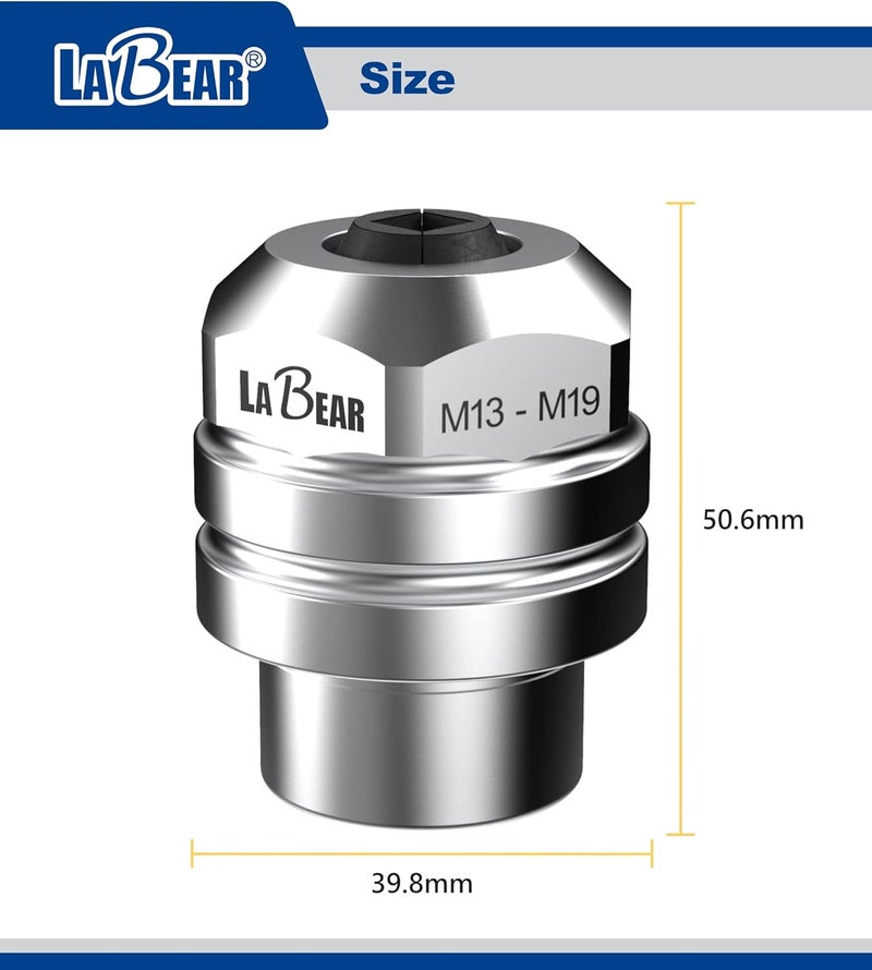 LABEAR 1/2"DR x M13–M19 Interchangeable Adjustable Tap Chuck Adaptor – Heavy-Duty Tap Socket for Hand Tapping - Image 3